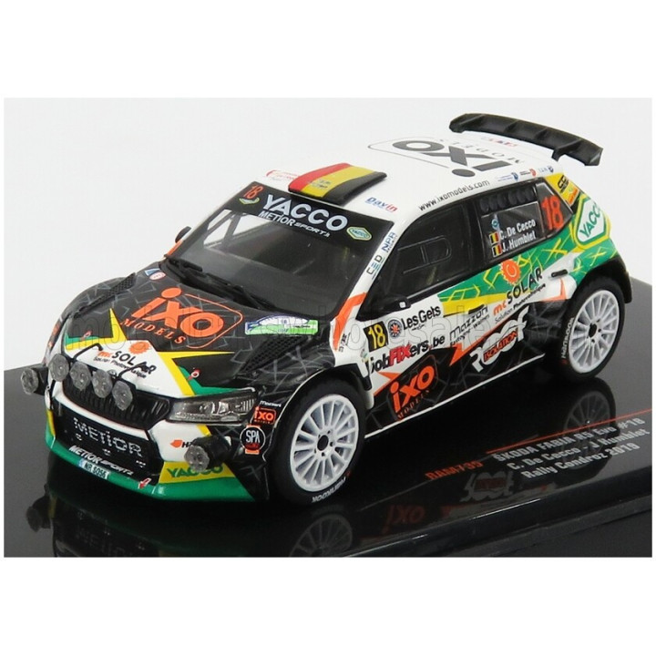 IXO MODELS ŠKODA FABIA R5 EVO TEAM METIOR SPORT N 18 RALLY CONDROZ 2019 C.DE CECCO - J.HUMBLET - WHITE BLACK GREEN 1/43