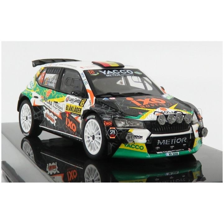 IXO MODELS ŠKODA FABIA R5 EVO TEAM METIOR SPORT N 18 RALLY CONDROZ 2019 C.DE CECCO - J.HUMBLET - WHITE BLACK GREEN 1/43