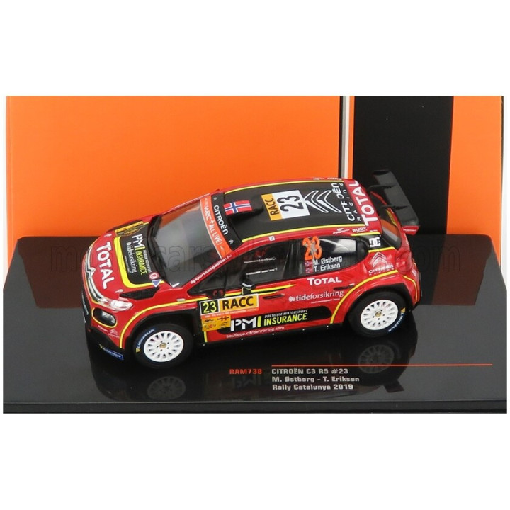 IXO MODELS CITROEN C3 R5 N 23 RALLY CATALUNYA 2019 M.OSTERBERG - T.ERIKSEN - RED YELLOW BLACK 1/43