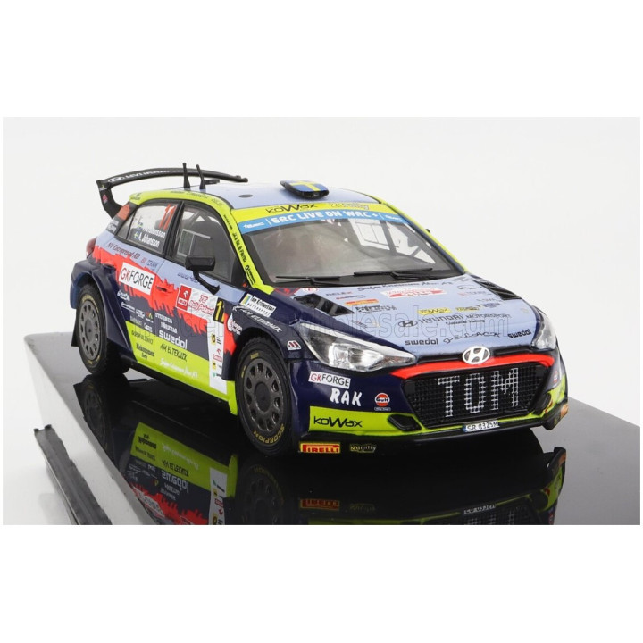 IXO MODELS HYUNDAI i20 R5 N 11 RALLY POLEN 2022 T.KRISTENSSON - A.JOHANSSON - LIGHT BLUE YELLOW RED BLACK 1/43