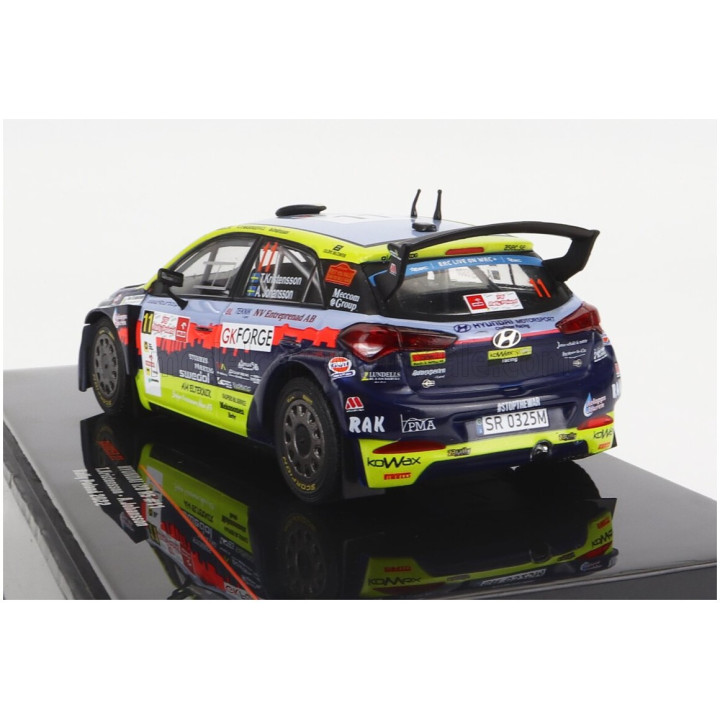 IXO MODELS HYUNDAI i20 R5 N 11 RALLY POLEN 2022 T.KRISTENSSON - A.JOHANSSON - LIGHT BLUE YELLOW RED BLACK 1/43