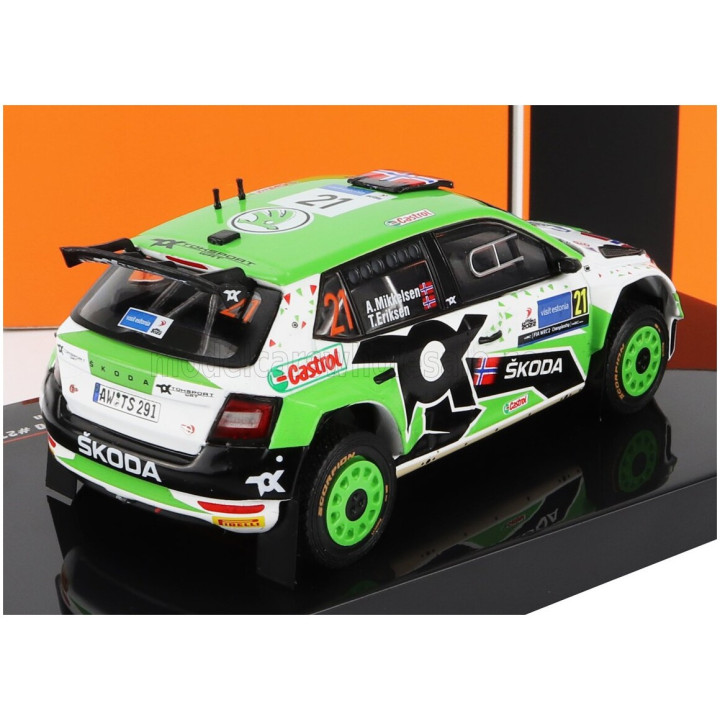 IXO MODELS ŠKODA FABIA RALLY2 EVO N 21 RALLY ESTLAND 2022 A.MIKKELSEN - T.ERIKSEN - GREEN WHITE BLACK 1/43