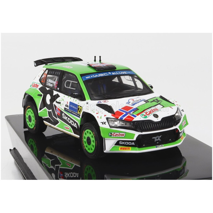 IXO MODELS ŠKODA FABIA RALLY2 EVO N 21 RALLY ESTLAND 2022 A.MIKKELSEN - T.ERIKSEN - GREEN WHITE BLACK 1/43