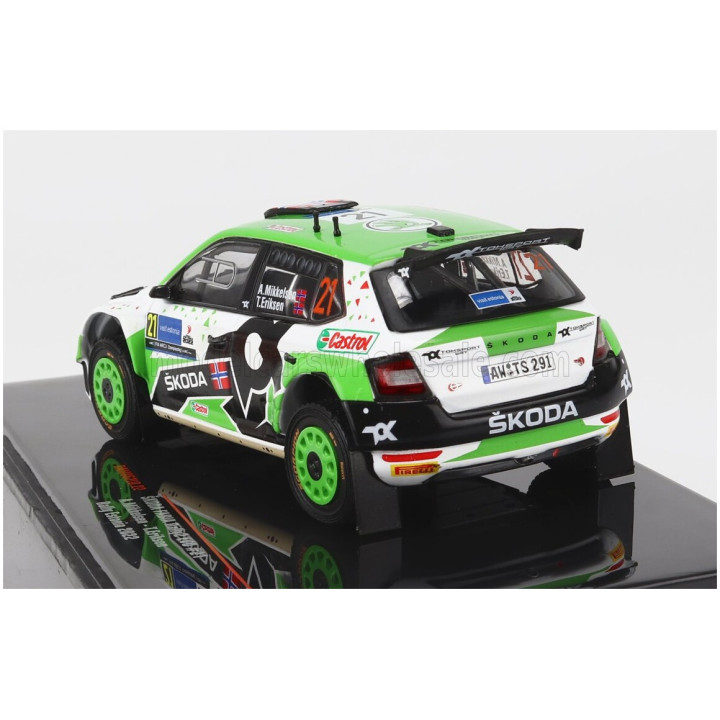 IXO MODELS ŠKODA FABIA RALLY2 EVO N 21 RALLY ESTLAND 2022 A.MIKKELSEN - T.ERIKSEN - GREEN WHITE BLACK 1/43
