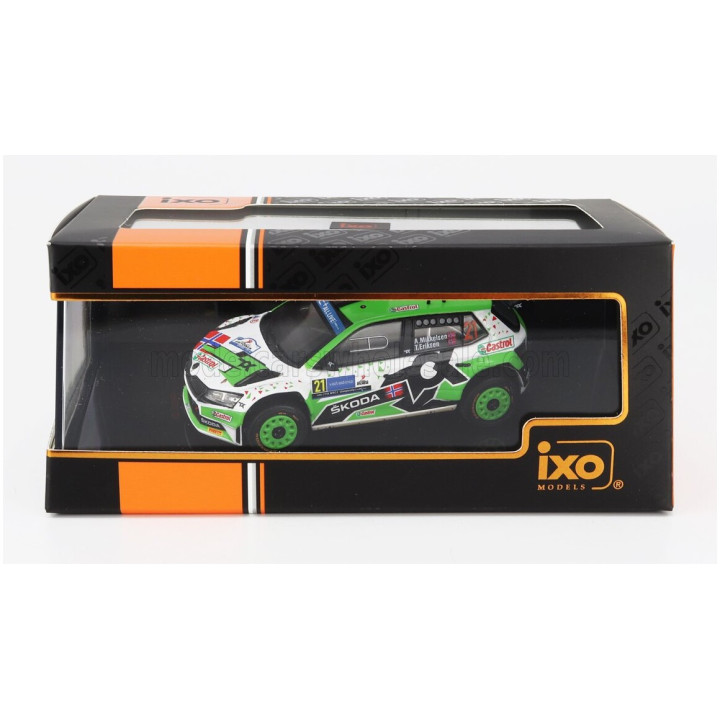 IXO MODELS ŠKODA FABIA RALLY2 EVO N 21 RALLY ESTLAND 2022 A.MIKKELSEN - T.ERIKSEN - GREEN WHITE BLACK 1/43