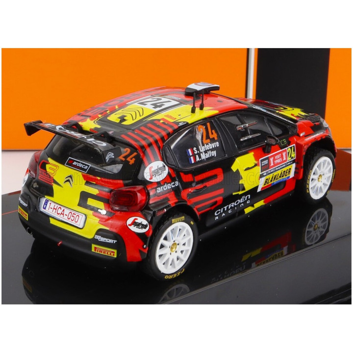 IXO MODELS CITROEN C3 RALLY2 N 24 RALLY YPRES 2022 S.LEFEBVRE - A.MALFOY - RED BLACK YELLOW 1/43