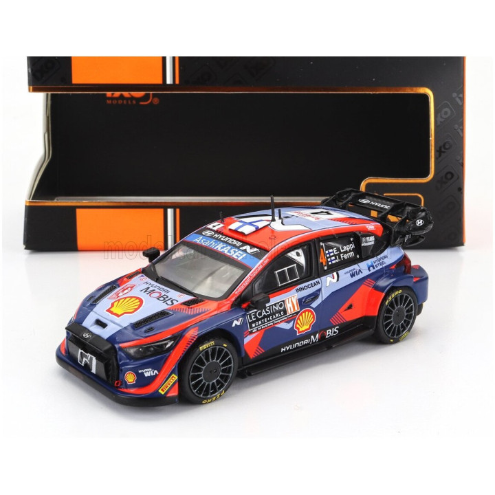 IXO MODELS HYUNDAI i20 N RALLY1 TEAM SHELL MOBIS WRT N 4 8th RALLY MONTECARLO 2023 LAPPI ESAPEKKA - JANNE FERM - 2 TONE BLUE