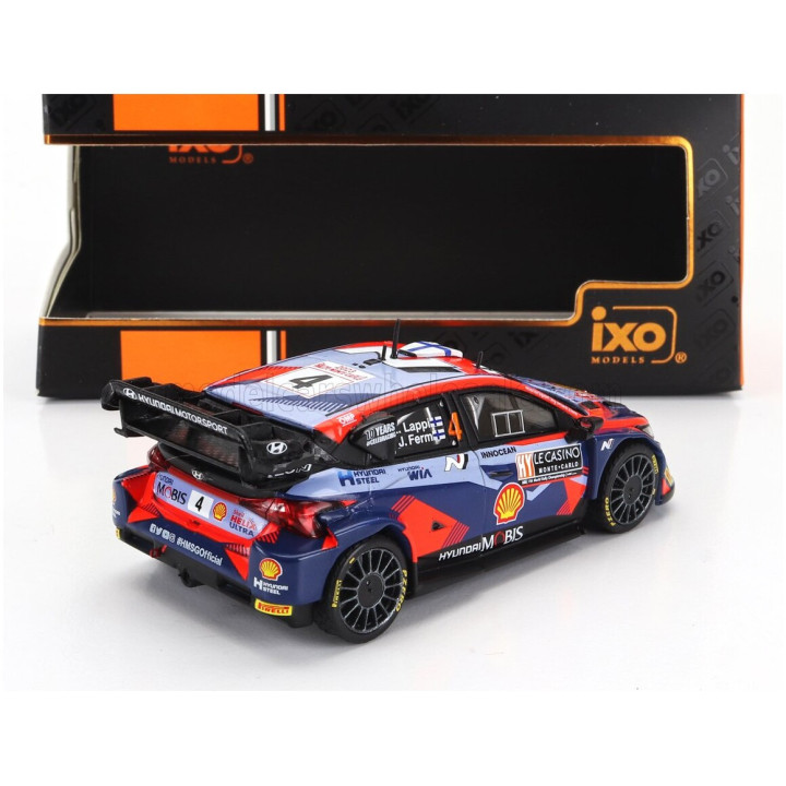 IXO MODELS HYUNDAI i20 N RALLY1 TEAM SHELL MOBIS WRT N 4 8th RALLY MONTECARLO 2023 LAPPI ESAPEKKA - JANNE FERM - 2 TONE BLUE