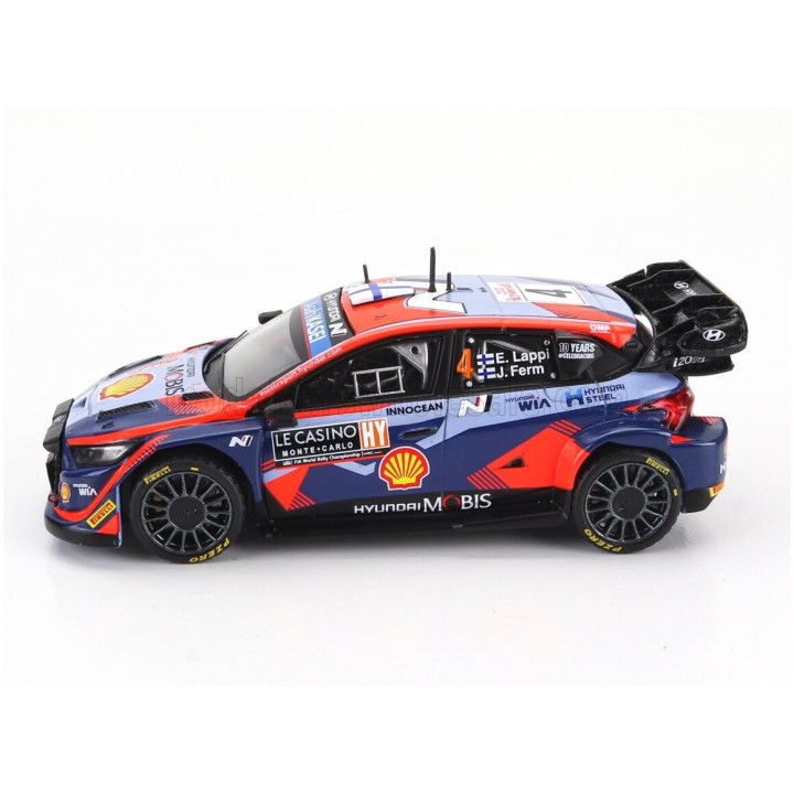 IXO MODELS HYUNDAI i20 N RALLY1 TEAM SHELL MOBIS WRT N 4 8th RALLY MONTECARLO 2023 LAPPI ESAPEKKA - JANNE FERM - 2 TONE BLUE