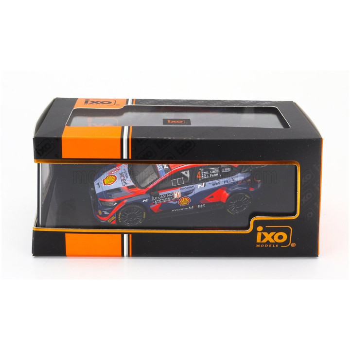 IXO MODELS HYUNDAI i20 N RALLY1 TEAM SHELL MOBIS WRT N 4 8th RALLY MONTECARLO 2023 LAPPI ESAPEKKA - JANNE FERM - 2 TONE BLUE