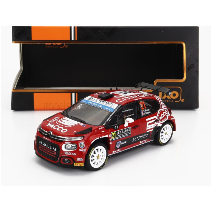 IXO MODELS CITROEN C3 RALLY2 N 21 RALLY MONTECARLO 2023 Y.ROSSEL - A.DUNAND - RED WHITE 1/43
