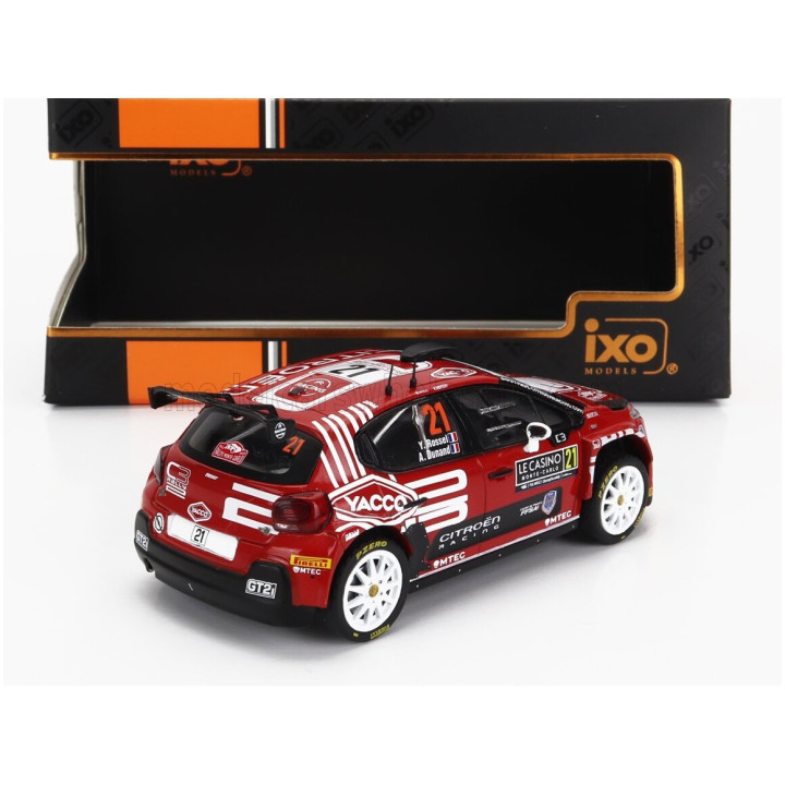 IXO MODELS CITROEN C3 RALLY2 N 21 RALLY MONTECARLO 2023 Y.ROSSEL - A.DUNAND - RED WHITE 1/43