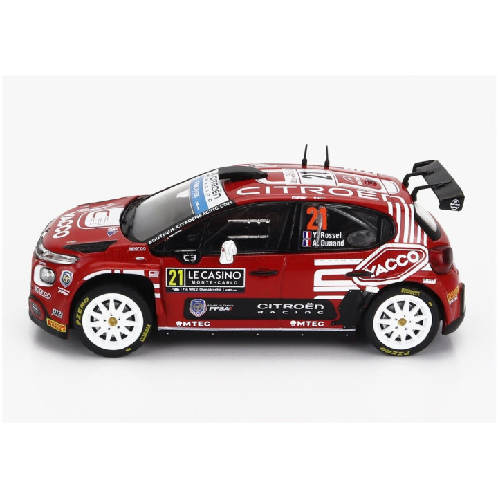 IXO MODELS CITROEN C3 RALLY2 N 21 RALLY MONTECARLO 2023 Y.ROSSEL - A.DUNAND - RED WHITE 1/43
