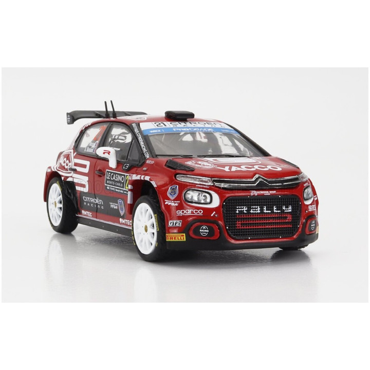 IXO MODELS CITROEN C3 RALLY2 N 21 RALLY MONTECARLO 2023 Y.ROSSEL - A.DUNAND - RED WHITE 1/43