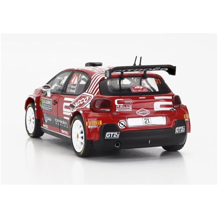 IXO MODELS CITROEN C3 RALLY2 N 21 RALLY MONTECARLO 2023 Y.ROSSEL - A.DUNAND - RED WHITE 1/43