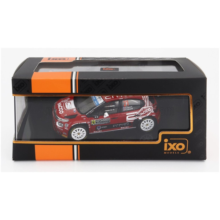 IXO MODELS CITROEN C3 RALLY2 N 21 RALLY MONTECARLO 2023 Y.ROSSEL - A.DUNAND - RED WHITE 1/43