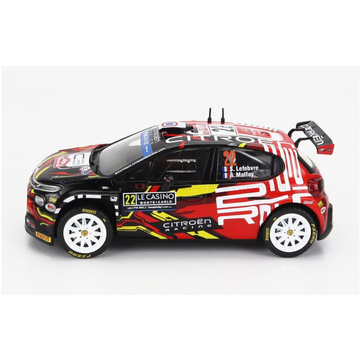 IXO MODELS CITROEN C3 RALLY2 N 22 RALLY MONTECARLO 2023 S.LEFEBVRE - A.MALFOY - RED BLACK WHITE 1/43
