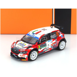 IXO MODELS ŠKODA FABIA RS RALLY2 EVO N 38 RALLY MONTECARLO 2024 MASSIMILIANO LOCATELLI - STEFANO TIRABOSCHI - RED WHITE 1/43