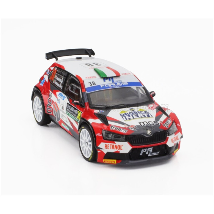 IXO MODELS ŠKODA FABIA RS RALLY2 EVO N 38 RALLY MONTECARLO 2024 MASSIMILIANO LOCATELLI - STEFANO TIRABOSCHI - RED WHITE 1/43