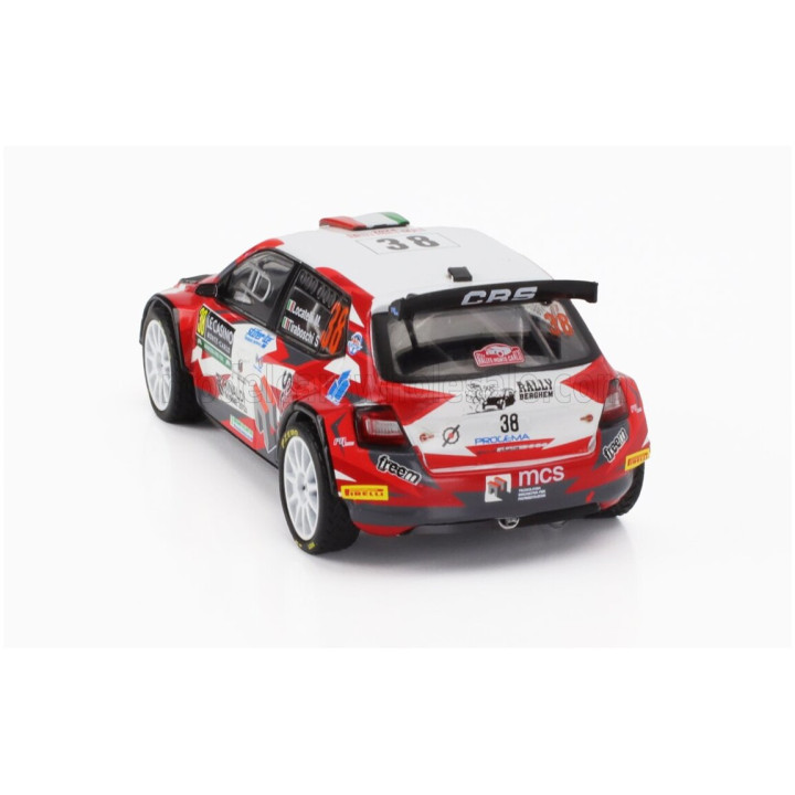 IXO MODELS ŠKODA FABIA RS RALLY2 EVO N 38 RALLY MONTECARLO 2024 MASSIMILIANO LOCATELLI - STEFANO TIRABOSCHI - RED WHITE 1/43