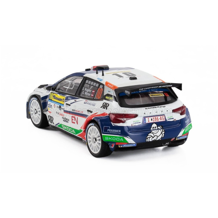 IXO MODELS ŠKODA FABIA RS RALLY2 TEAM ACCR ENTRY ENGINEERING N 10 4th RALLY BARUM 2023 SIMON WAGNER - GERALD WINTER - WHITE 1/43