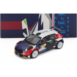 IXO MODELS ŠKODA FABIA RALLY2 EVO N 4 2nd RALLY LASER HERO LAVANTTAL 2024 JULIAN WAGNER - HANNA OSTLENDER - WHITE BLUE BLACK