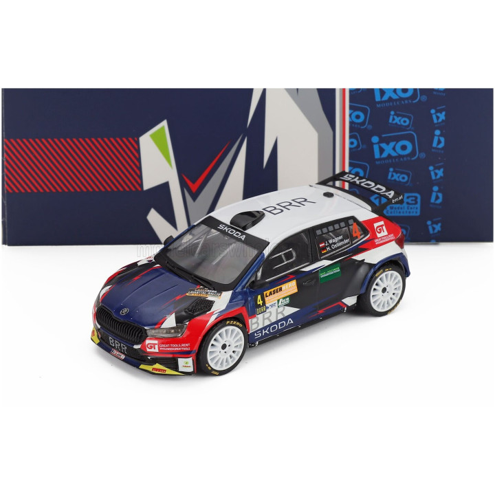 IXO MODELS ŠKODA FABIA RALLY2 EVO N 4 2nd RALLY LASER HERO LAVANTTAL 2024 JULIAN WAGNER - HANNA OSTLENDER - WHITE BLUE BLACK