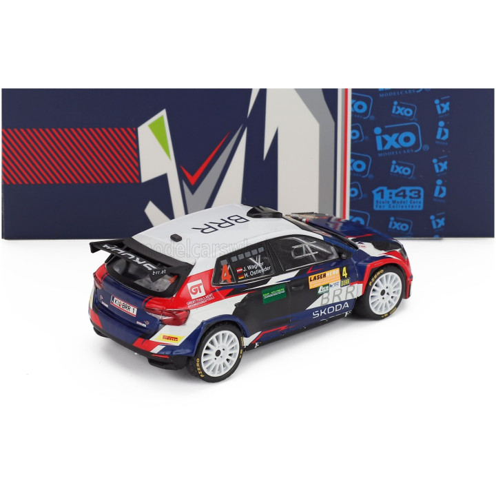 IXO MODELS ŠKODA FABIA RALLY2 EVO N 4 2nd RALLY LASER HERO LAVANTTAL 2024 JULIAN WAGNER - HANNA OSTLENDER - WHITE BLUE BLACK