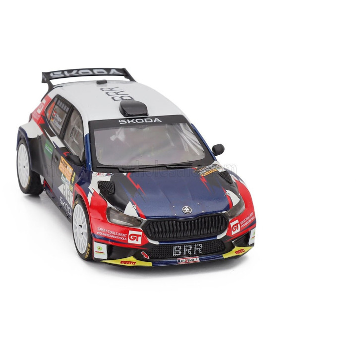 IXO MODELS ŠKODA FABIA RALLY2 EVO N 4 2nd RALLY LASER HERO LAVANTTAL 2024 JULIAN WAGNER - HANNA OSTLENDER - WHITE BLUE BLACK