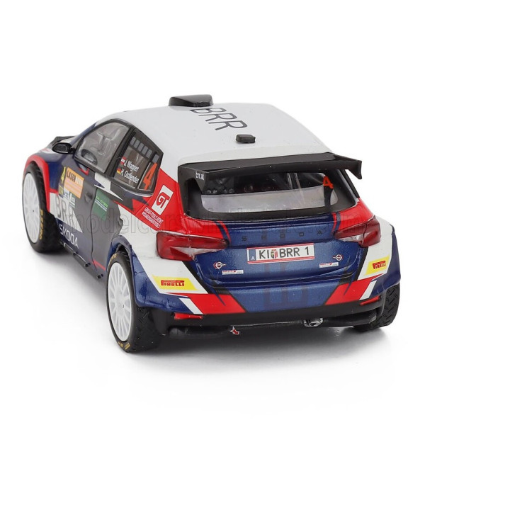 IXO MODELS ŠKODA FABIA RALLY2 EVO N 4 2nd RALLY LASER HERO LAVANTTAL 2024 JULIAN WAGNER - HANNA OSTLENDER - WHITE BLUE BLACK