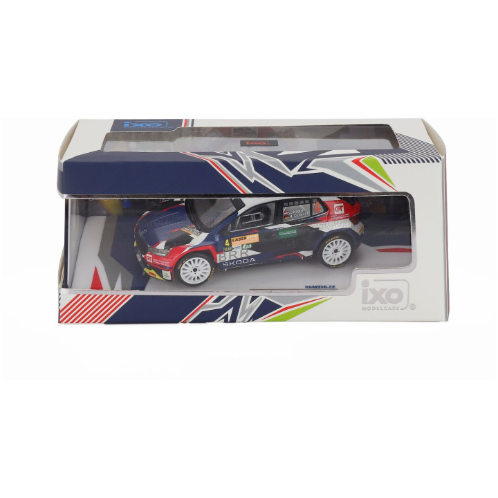 IXO MODELS ŠKODA FABIA RALLY2 EVO N 4 2nd RALLY LASER HERO LAVANTTAL 2024 JULIAN WAGNER - HANNA OSTLENDER - WHITE BLUE BLACK