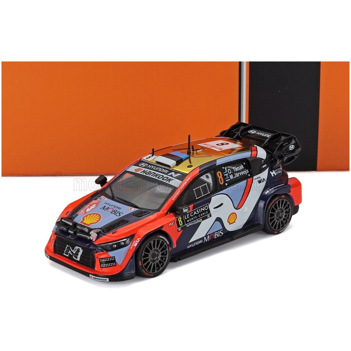 IXO MODELS HYUNDAI i20 N RALLY1 TEAM SHELL MOBIS WRT N 8 5th RALLY MONTECARLO 2025 OTT TANAK - MARTIN JARVEOJA - 2 TONE BLUE