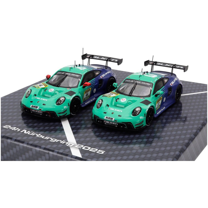IXO MODELS PORSCHE SET 2X 911 992 GT3 R TEAM FALKEN MOTORSPORTS 24h NURBURGRING 2025 N 44 DORIAN BOCCOLACCI - TIM HEINEMANN