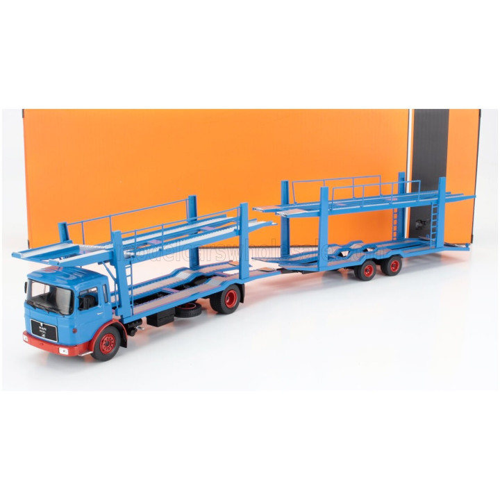 IXO MODELS MAN 19.320 TRUCK CAR TRANSPORTER 1970 - BLUE RED 1/43