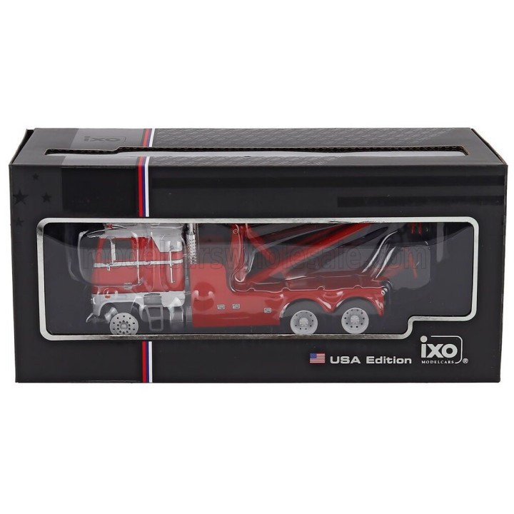 IXO MODELS FREIGHTLINER FLA WRECKER TRACTOR TRUCK 3-ASSI 1987 - CARRO ATTREZZI - WRECKER ROAD SERVICE - RED WHITE 1/43