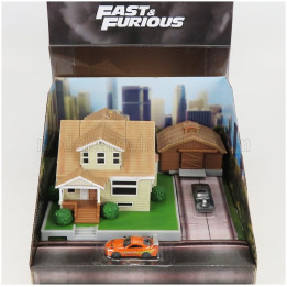 JADA ACCESSORIES DIORAMA 2X CARS WITH TORETTO'S HOUSE - FAST & FURIOUS - VARIOUS 1/100