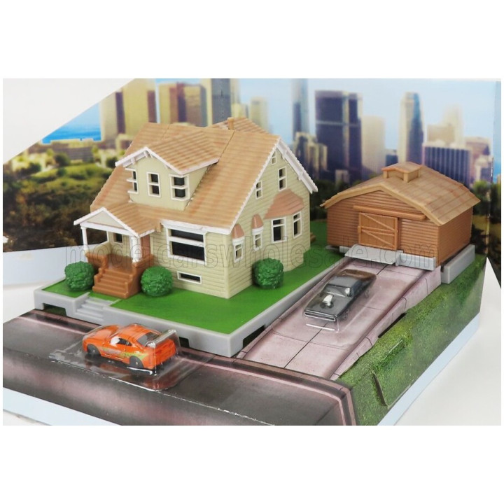 JADA ACCESSORIES DIORAMA 2X CARS WITH TORETTO'S HOUSE - FAST & FURIOUS - VARIOUS 1/100