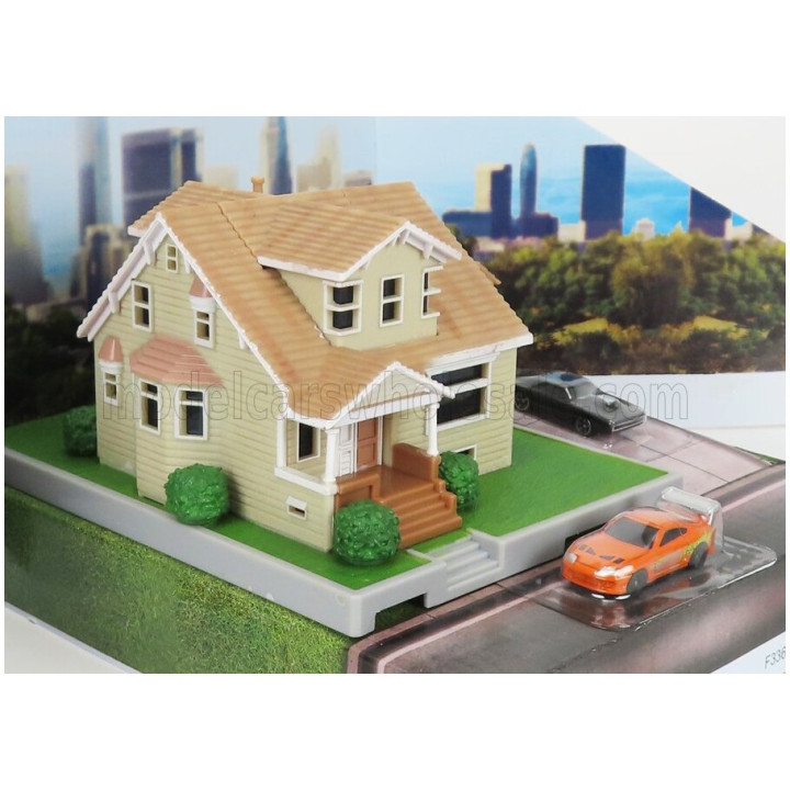 JADA ACCESSORIES DIORAMA 2X CARS WITH TORETTO'S HOUSE - FAST & FURIOUS - VARIOUS 1/100