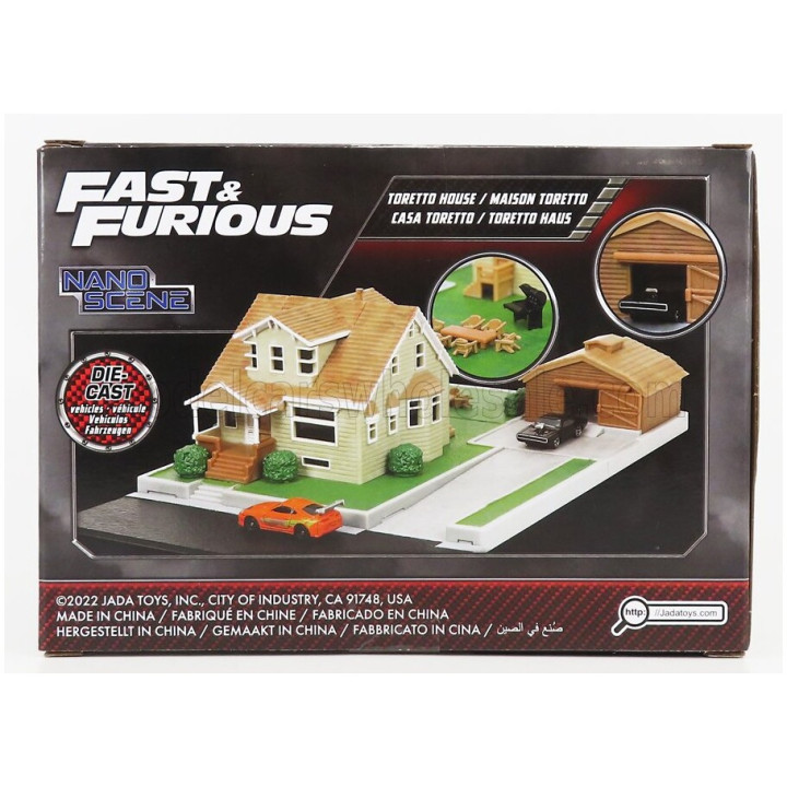 JADA ACCESSORIES DIORAMA 2X CARS WITH TORETTO'S HOUSE - FAST & FURIOUS - VARIOUS 1/100