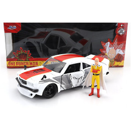 JADA MAZDA RX-3 WITH ONE PUNCH SAITAMA FIGURE 1974 - WHITE RED YELLOW 1/24