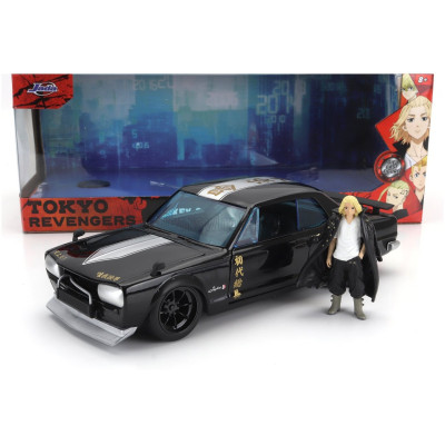 JADA NISSAN SKYLINE GT-R 1971 WITH MIKEY FIGURE - TOKYO REVENGERS - BLACK 1/24