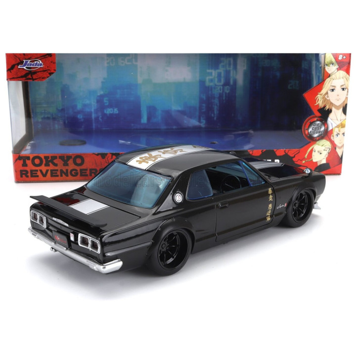 JADA NISSAN SKYLINE GT-R 1971 WITH MIKEY FIGURE - TOKYO REVENGERS - BLACK 1/24