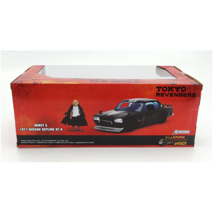 JADA NISSAN SKYLINE GT-R 1971 WITH MIKEY FIGURE - TOKYO REVENGERS - BLACK 1/24