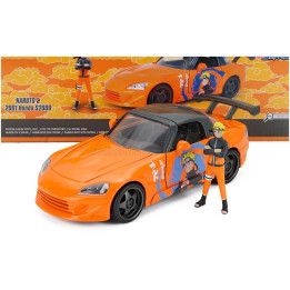 JADA HONDA S2000 2001 NARUTO LIVERY + ACTION FIGURE - ORANGE BLACK 1/24
