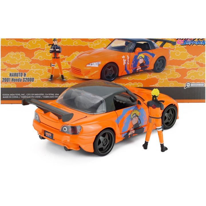 JADA HONDA S2000 2001 NARUTO LIVERY + ACTION FIGURE - ORANGE BLACK 1/24