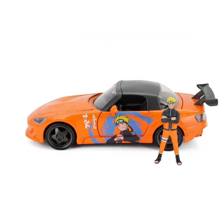 JADA HONDA S2000 2001 NARUTO LIVERY + ACTION FIGURE - ORANGE BLACK 1/24