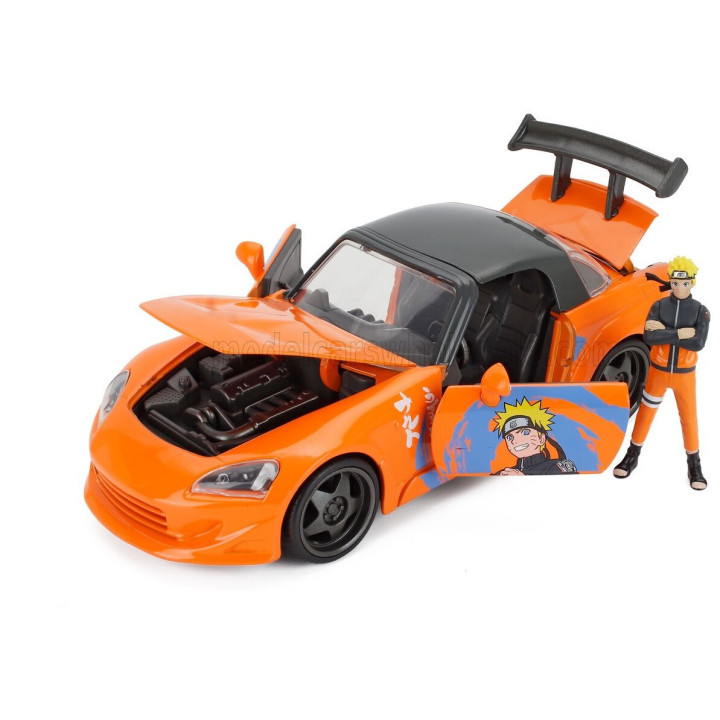 JADA HONDA S2000 2001 NARUTO LIVERY + ACTION FIGURE - ORANGE BLACK 1/24