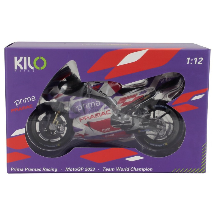 KILOWORKS DUCATI DESMOSEDICI GP23 TEAM PRIMA PRAMAC RACING N 89 MOTOGP SEASON 2023 JORGE MARTIN - PURPLE RED WHITE 1/12
