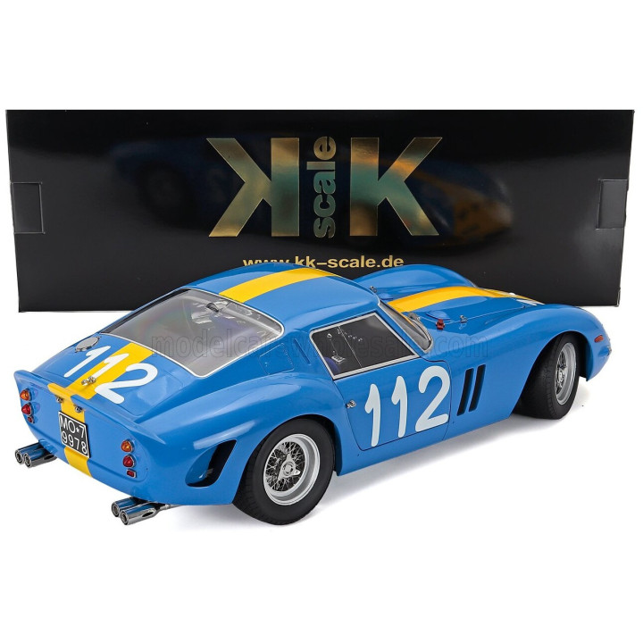 KK SCALE FERRARI 250 GTO 3.0L V12 COUPE N 112 TARGA FLORIO 1964 ULF NORINDER - PICKO TROBERG - BLUE YELLOW 1/12