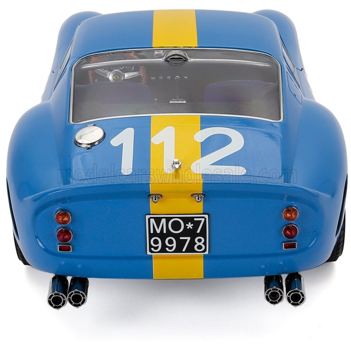 KK SCALE FERRARI 250 GTO 3.0L V12 COUPE N 112 TARGA FLORIO 1964 ULF NORINDER - PICKO TROBERG - BLUE YELLOW 1/12